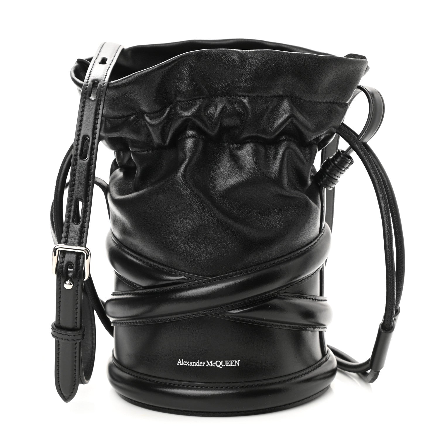 Alexander McQueen Calfskin The Soft Curve Drawstring Bag Black 1 of 10