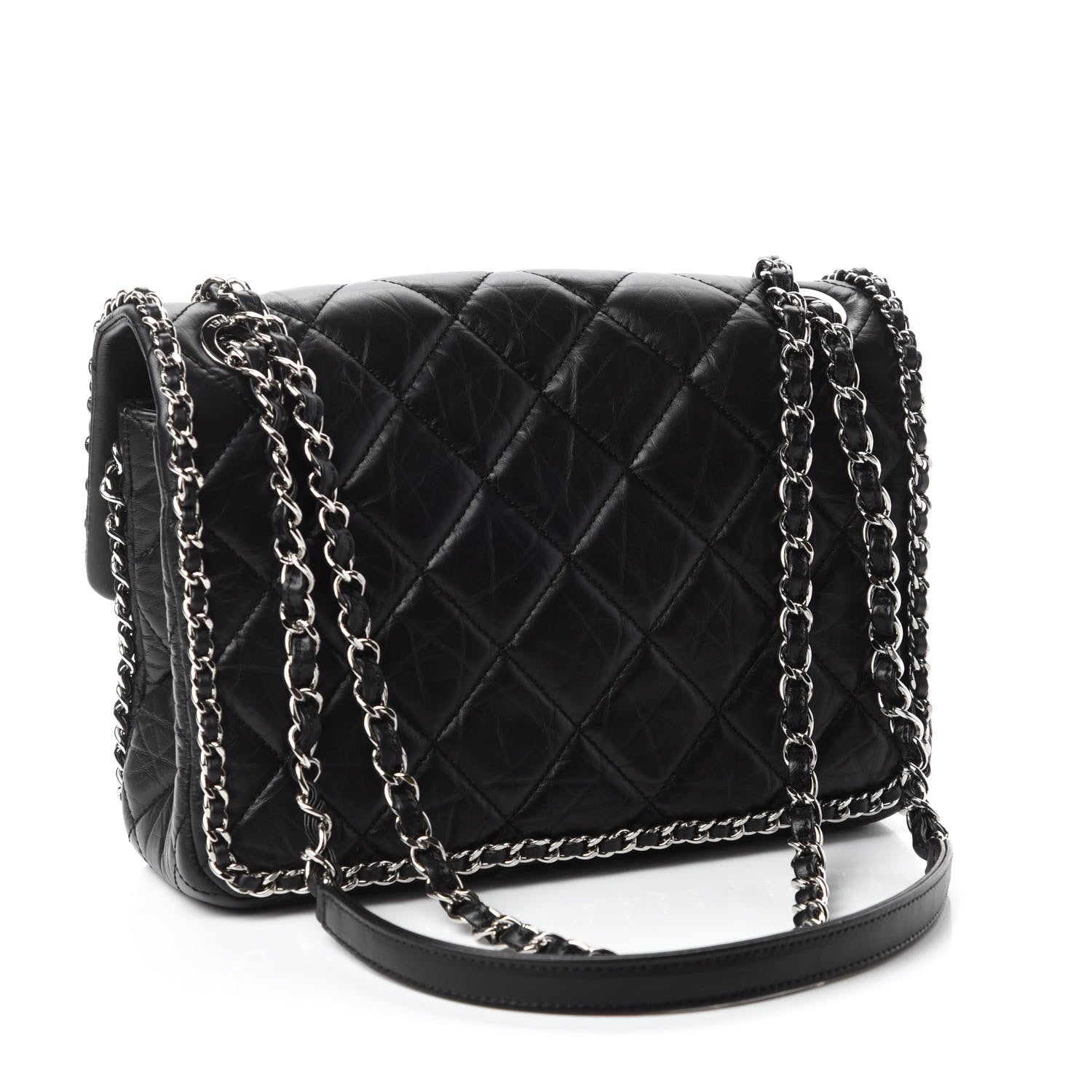 Chanel Crumpled Calfskin Medium Chain All Over Flap Black 3 of 11