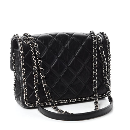 Chanel Crumpled Calfskin Medium Chain All Over Flap Black 3 of 11