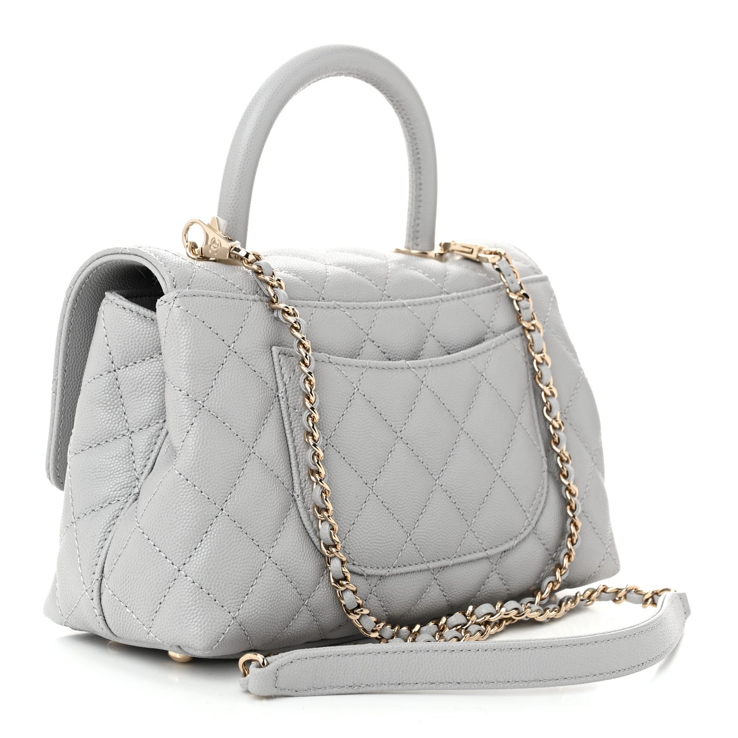 Caviar Quilted Mini Coco Handle Flap Grey