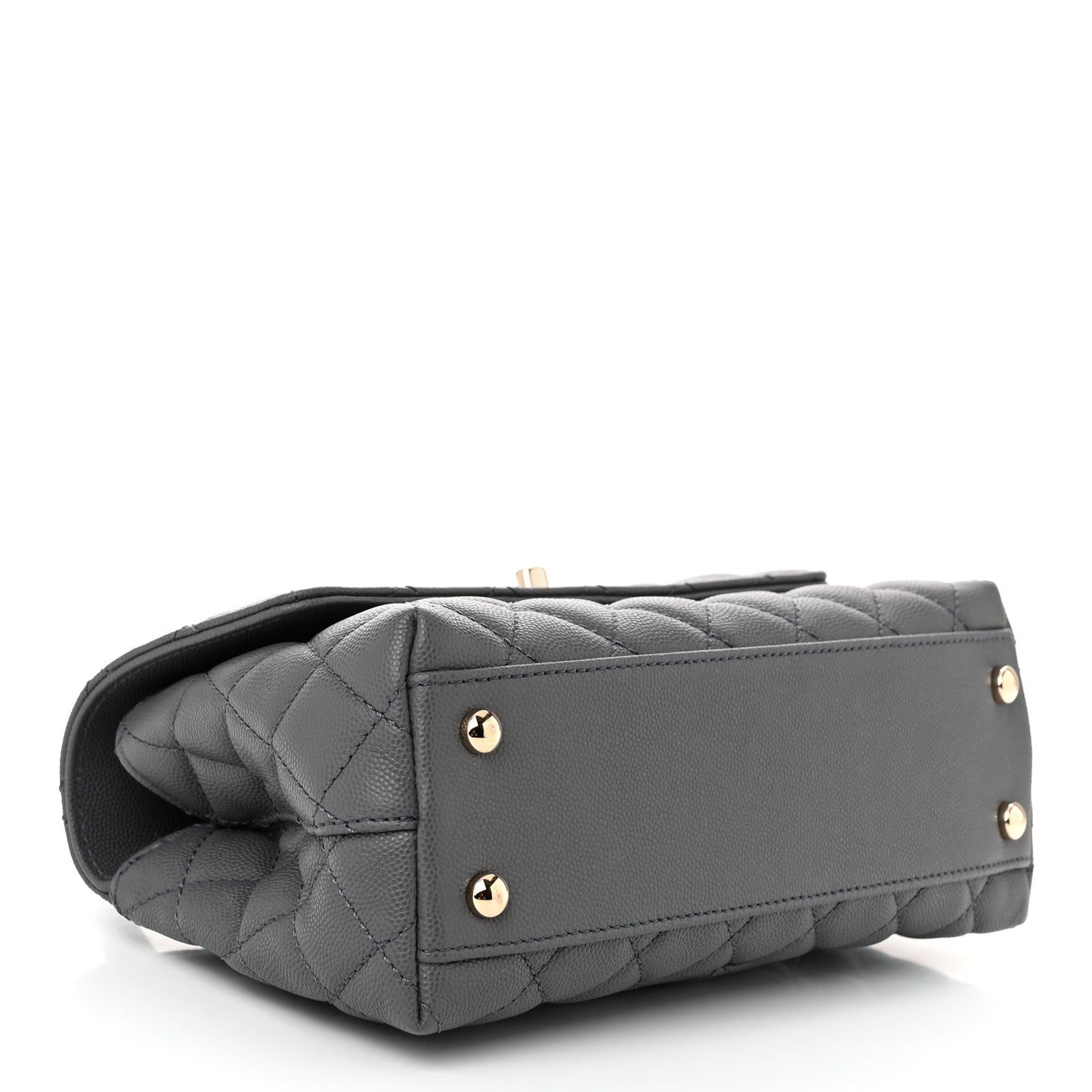 Caviar Quilted Mini Coco Handle Flap Grey