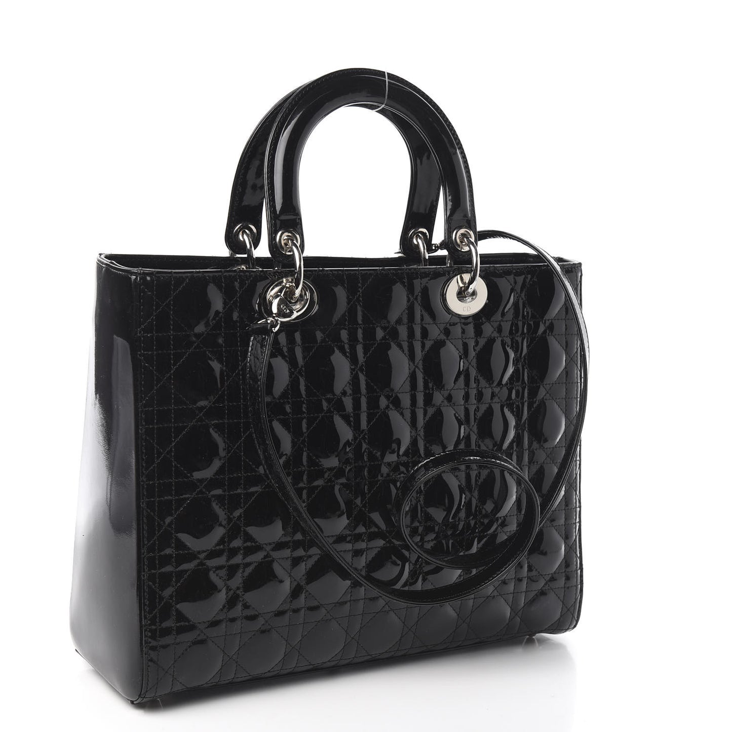 Patent Cannage Large Lady Dior Black