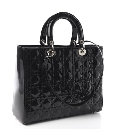 Christian Dior Patent Cannage Large Lady Dior Black 4 of 11