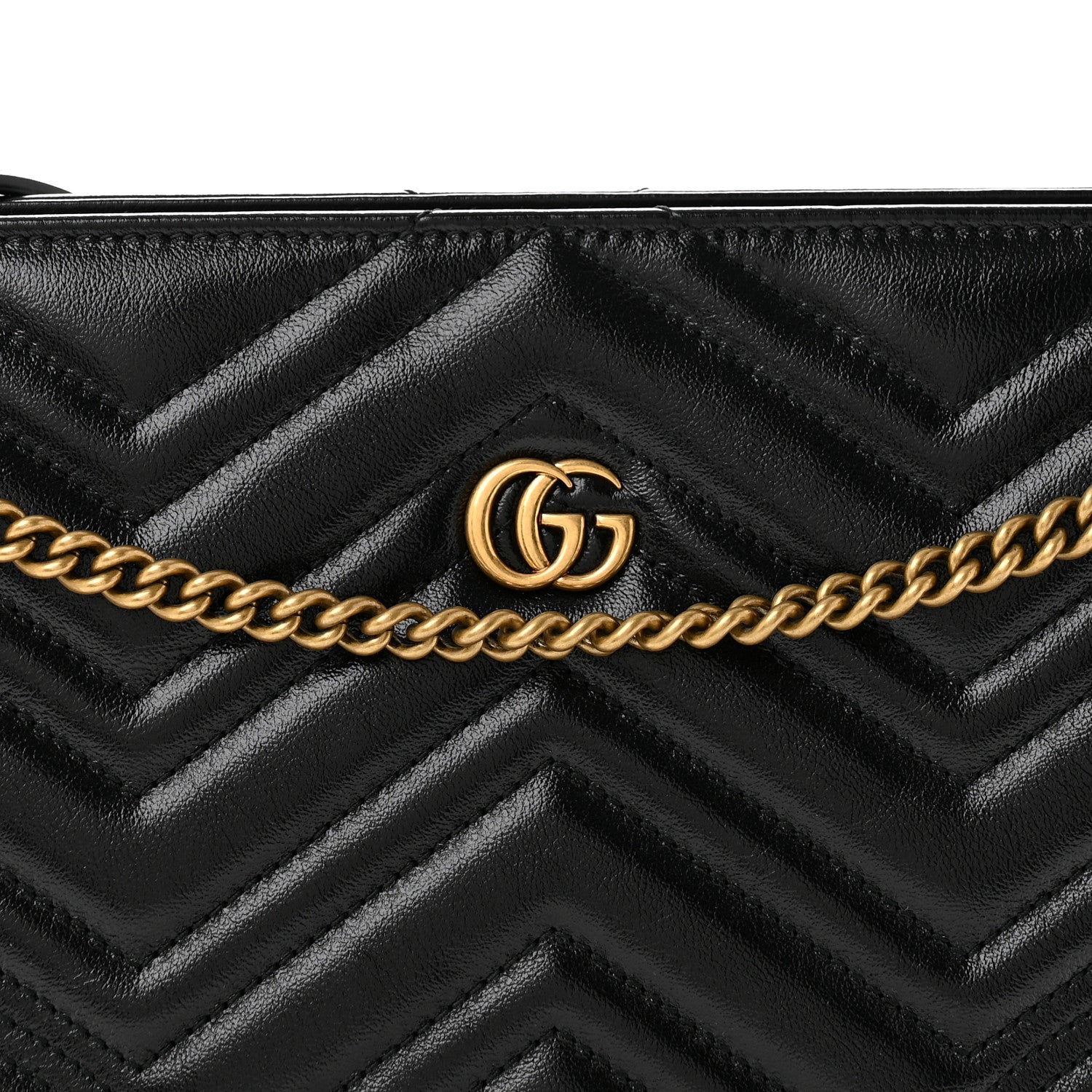 Gucci Azalea Calfskin Matelasse Heart Medium GG Marmont Slim Shoulder Bag Black 7 of 10