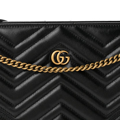 Gucci Azalea Calfskin Matelasse Heart Medium GG Marmont Slim Shoulder Bag Black 7 of 10