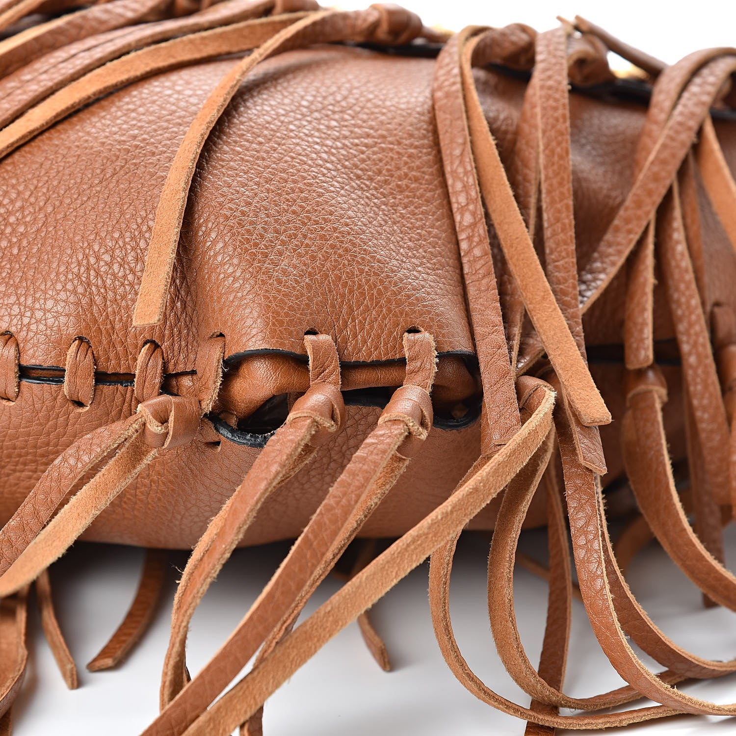 Valentino Garavani Grained Calfskin C-Rockee Fringe Hobo Light Cuir 9 of 13