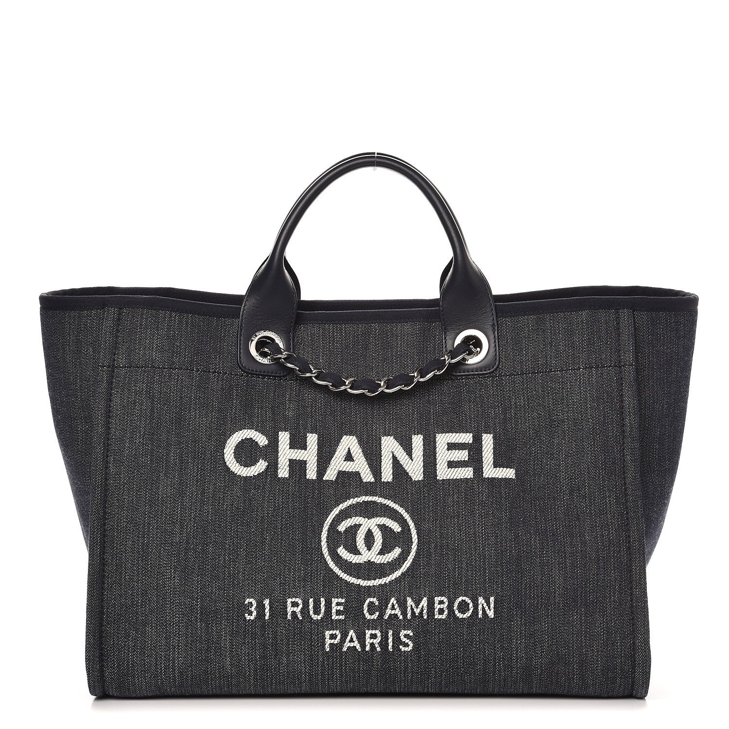 Chanel Denim Large Deauville Tote Dark Blue 1 of 8