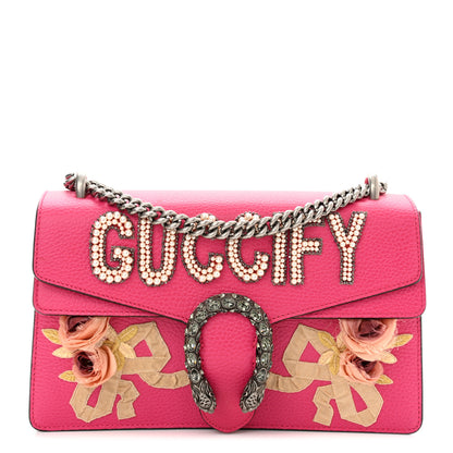 Gucci Pebbled Calfskin Embellished Guccify Small Dionysus Shoulder Bag Rosa 1 of 10