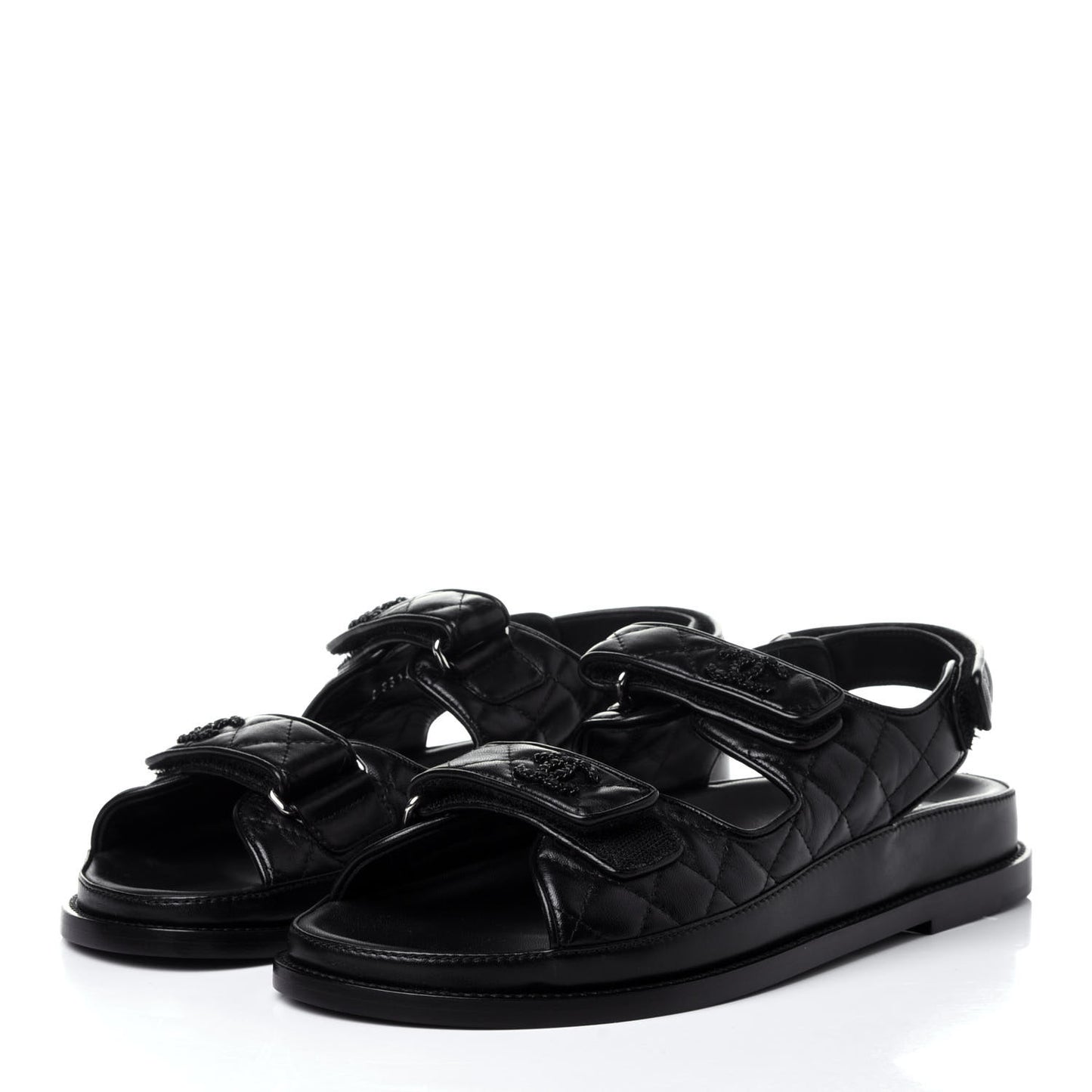 Lambskin Velcro Dad Sandals 41 Black