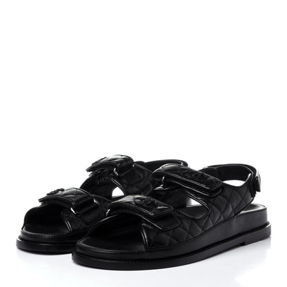 Chanel Lambskin Velcro Dad Sandals 41 Black 3 of 11