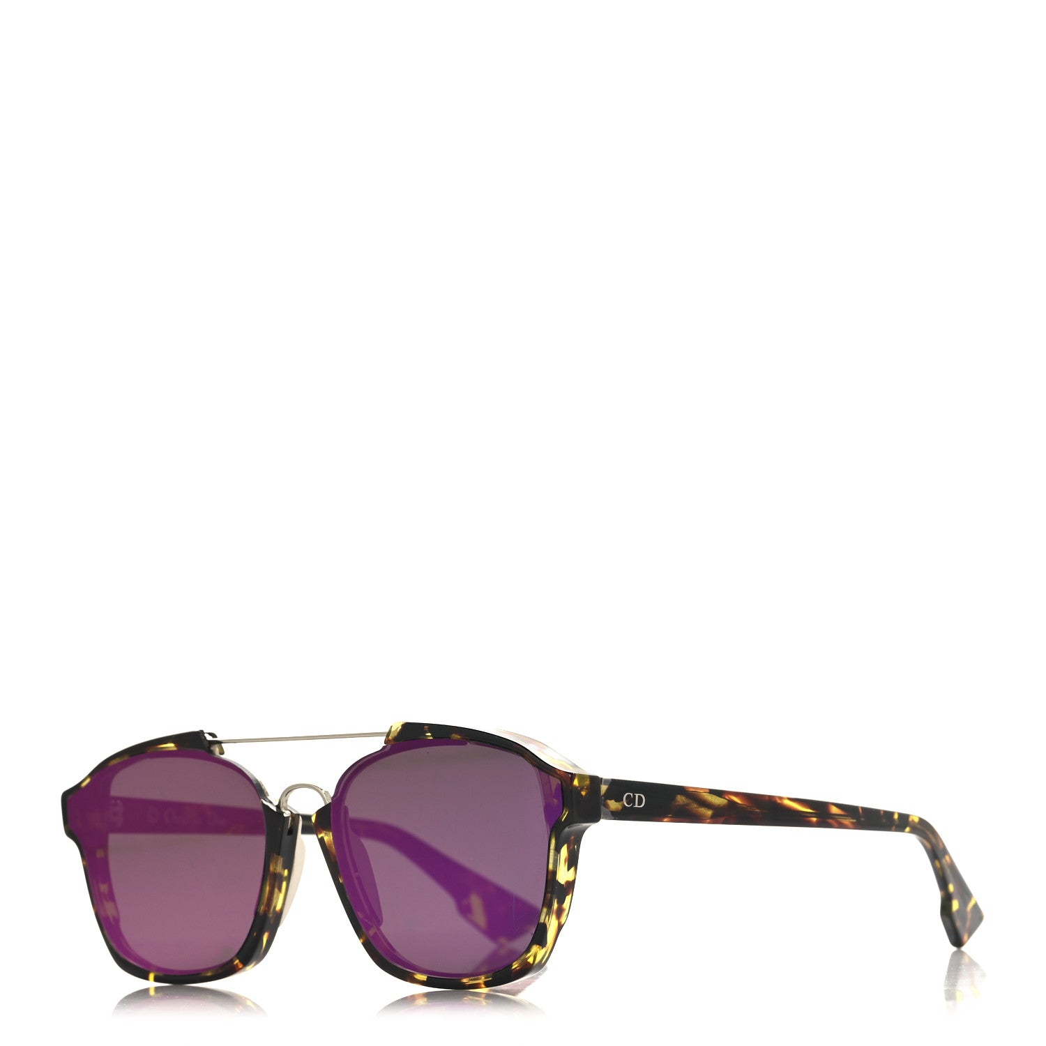 Christian Dior Abstract Square Mirrored Sunglasses Spotted Havana Purple 1 of 8