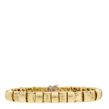 Roberto Coin 18K Yellow White Gold Diamond Appassionata Basket Weave Bracelet 1 of 3