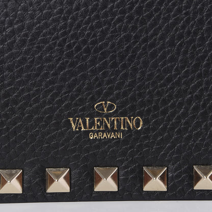 Valentino Garavani Pebbled Calfskin Rockstud Wallet on Chain Black 7 of 10