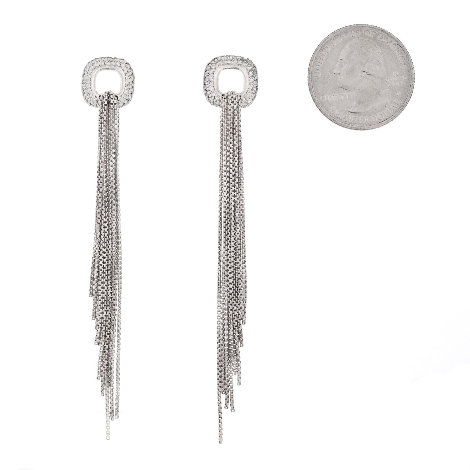 David Yurman Sterling Silver Pave Diamond Lariat Waterfall Earrings 2 of 4