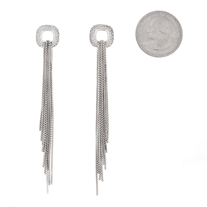 David Yurman Sterling Silver Pave Diamond Lariat Waterfall Earrings 2 of 4