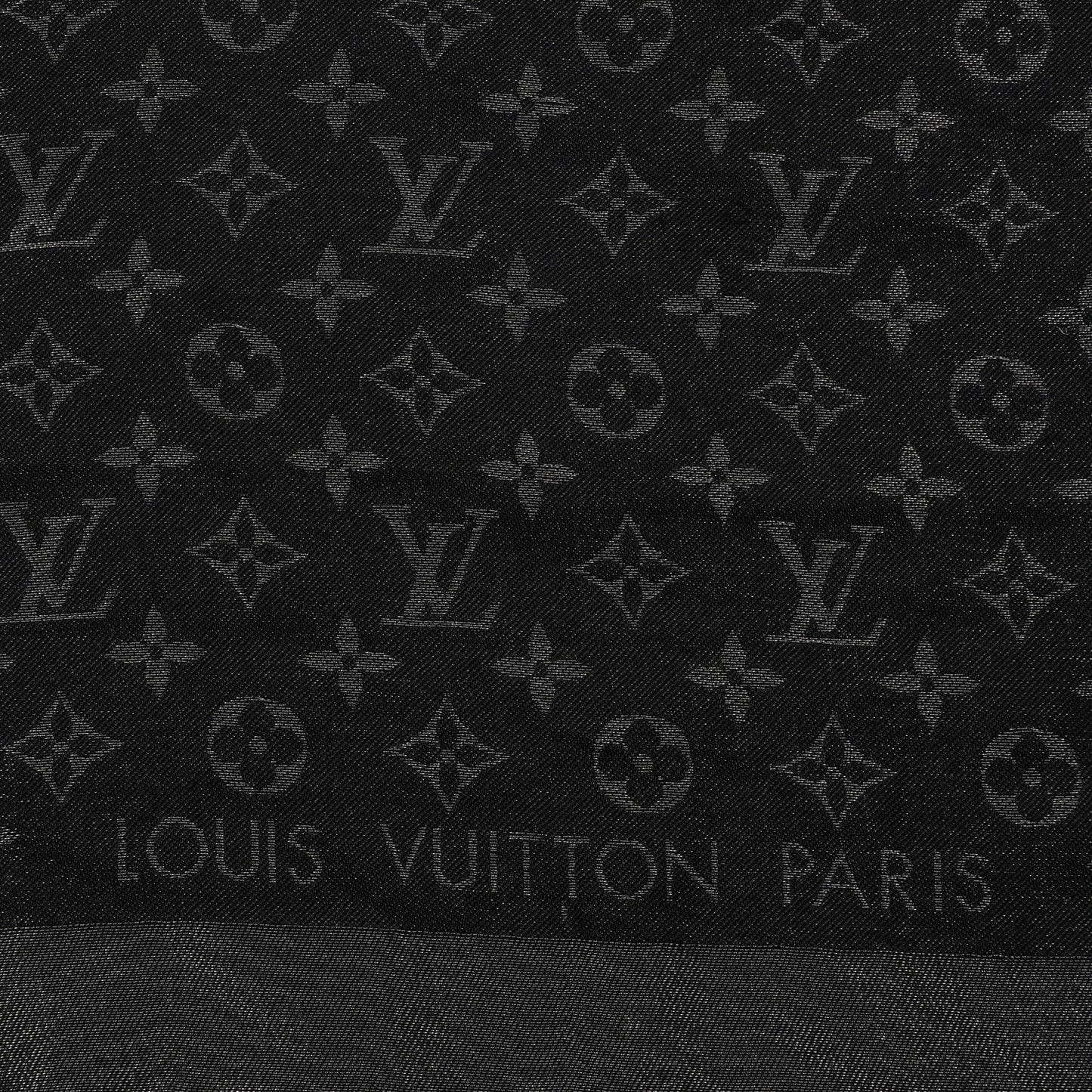 Silk Lurex Wool Monogram Shine Shawl Black