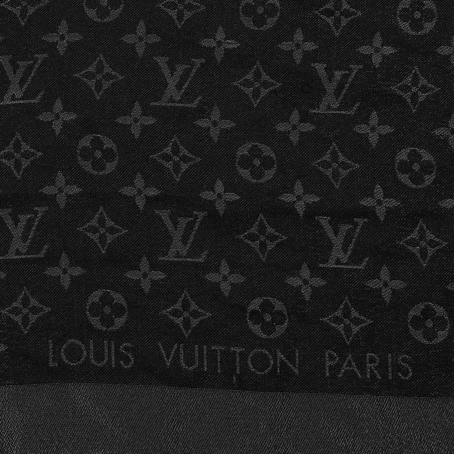 Louis Vuitton Silk Lurex Wool Monogram Shine Shawl Black 2 of 8