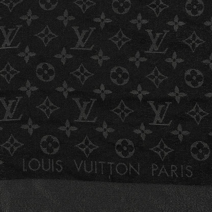 Louis Vuitton Silk Lurex Wool Monogram Shine Shawl Black 2 of 8
