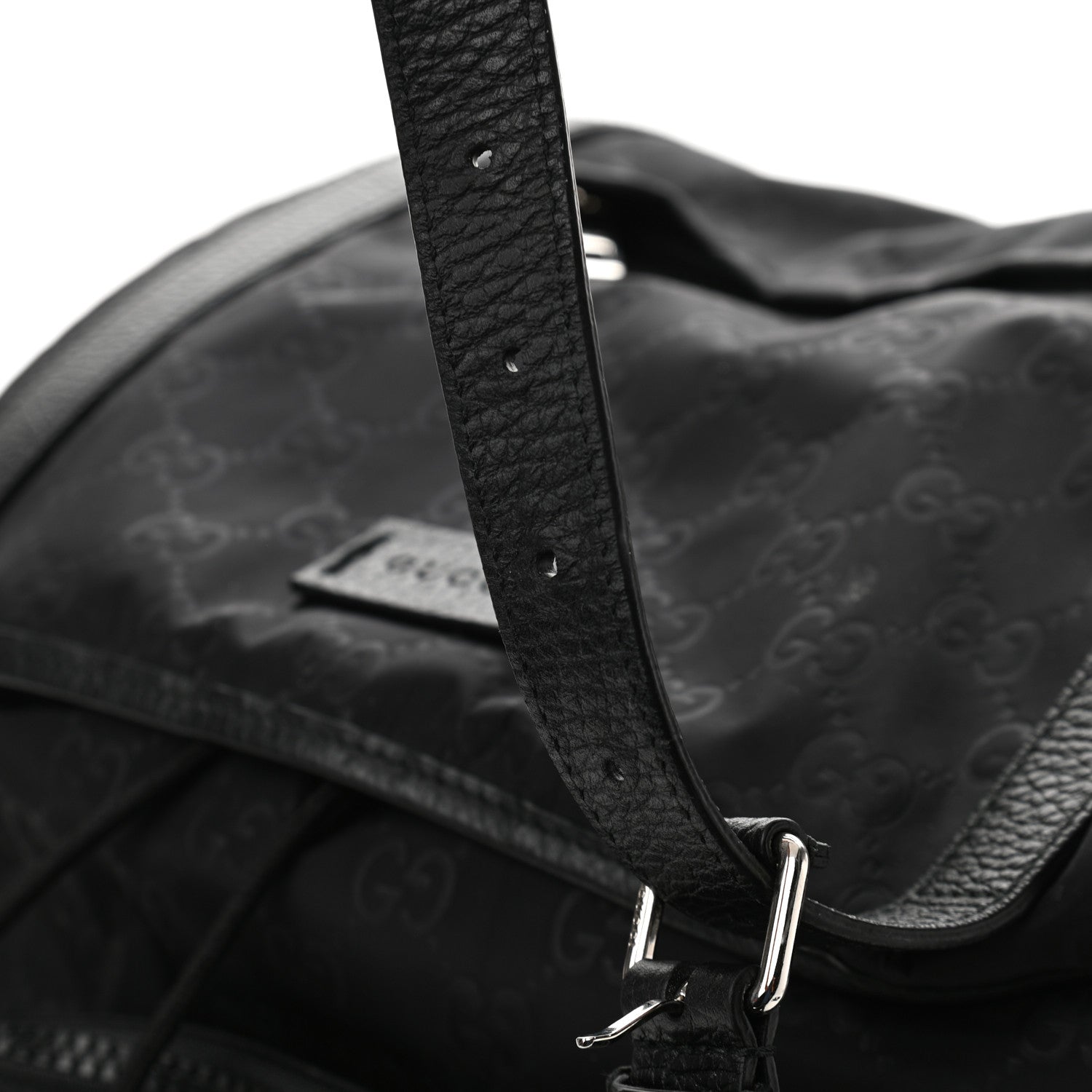 Gucci Nylon Monogram Medium Light Double Buckle Backpack Black 12 of 13