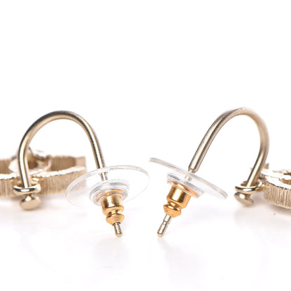 Chanel Crystal Pearl CC Drop Leaf Earrings Gold 3 of 4