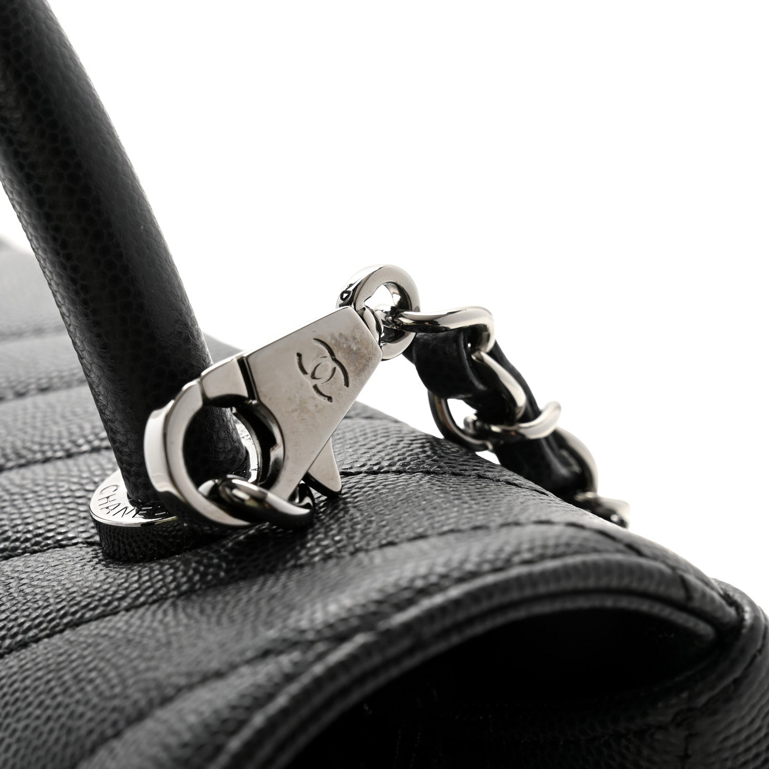 Chanel Caviar Chevron Quilted Small Coco Handle Flap Dark Grey 11 of 12