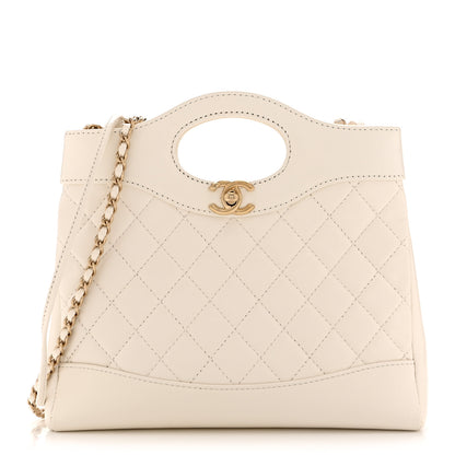 Chanel Shiny Lambskin Quilted Mini 31 Shopping Bag White 1 of 10