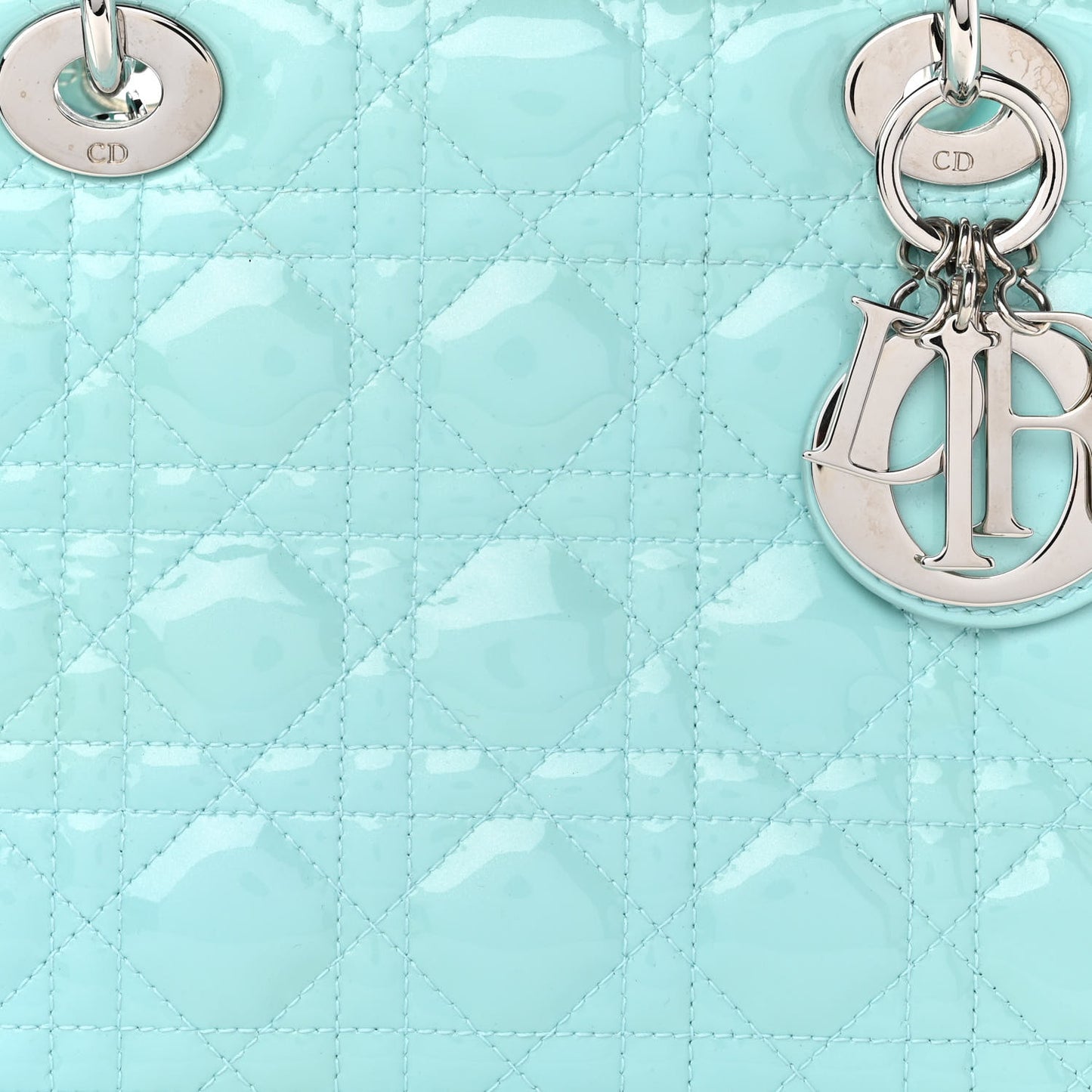 Patent Cannage Medium Lady Dior Light Blue