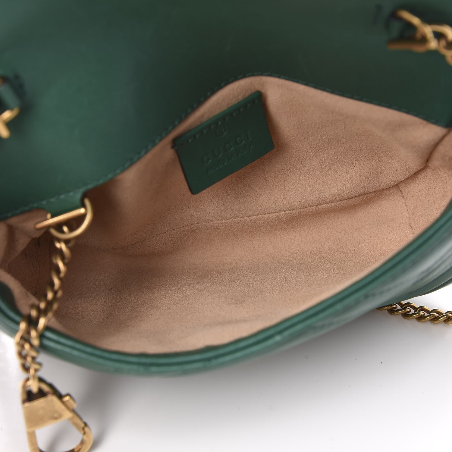 Gucci Calfskin Matelasse Super Mini GG Marmont Shoulder Bag Emerald Green 5 of 13