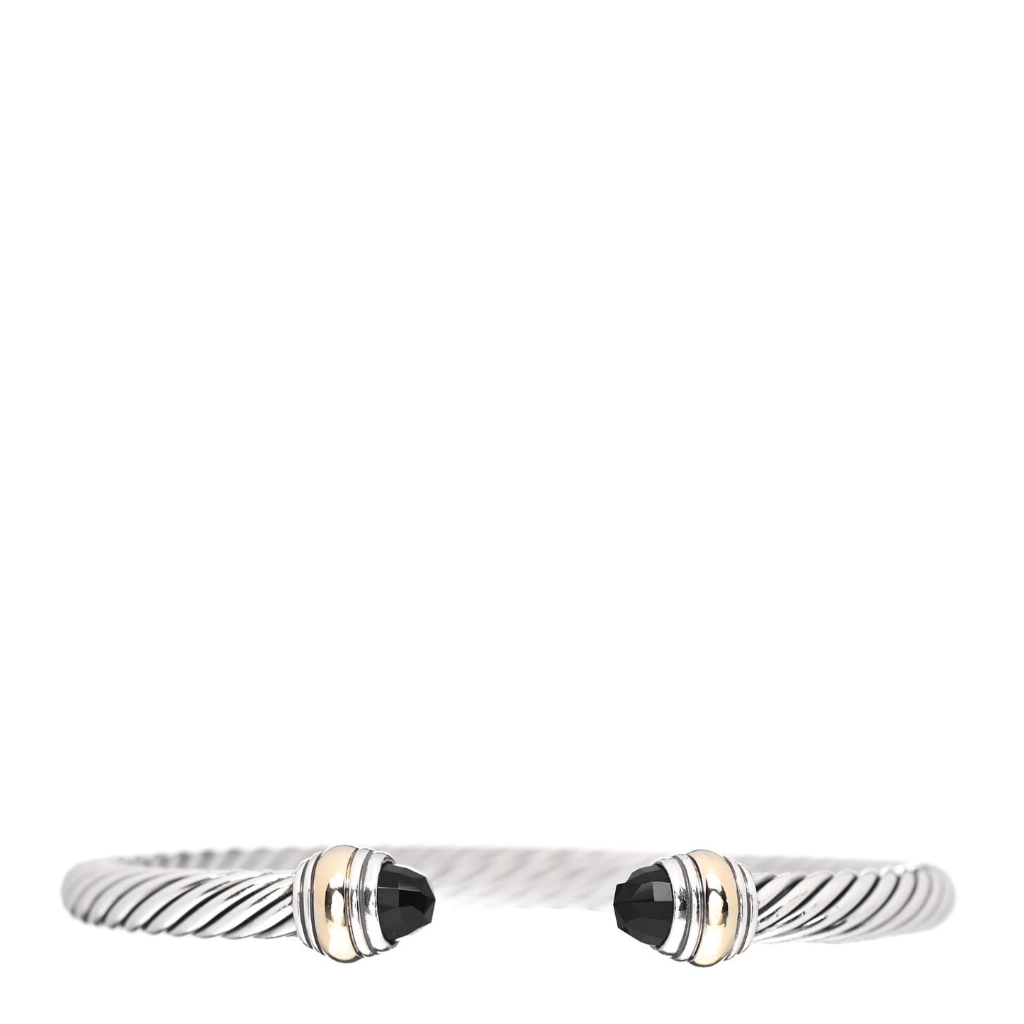 Sterling Silver 14K Yellow Gold Black Onyx 5mm Cable Classics Bracelet