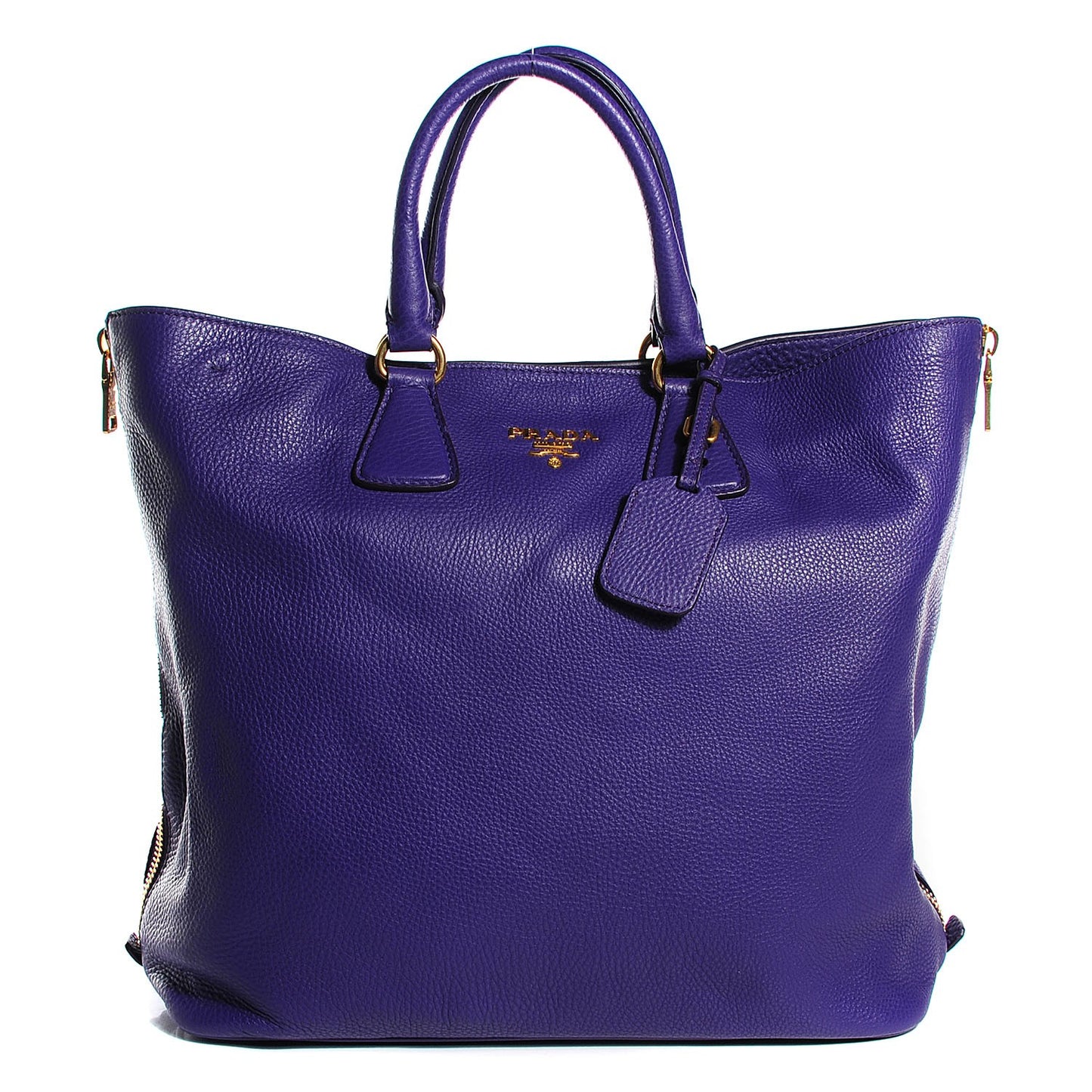 Vitello Daino Side Zip Shopping Tote Viola