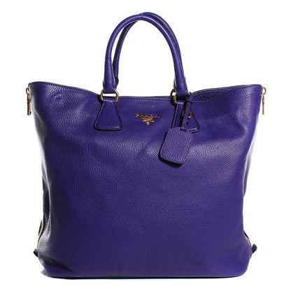 Prada Vitello Daino Side Zip Shopping Tote Viola 1 of 10
