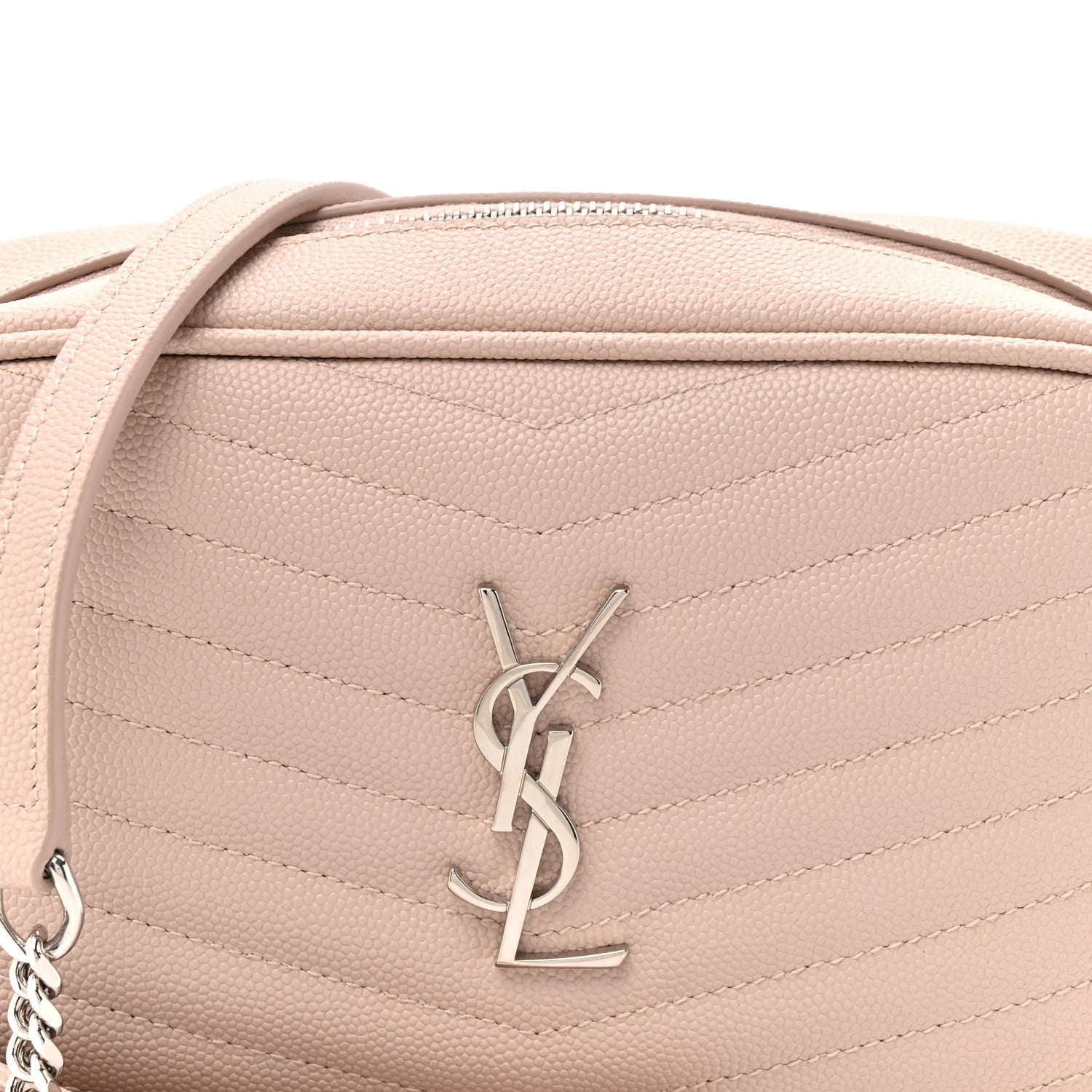 Saint Laurent Grain De Poudre Matelasse Monogram Mini Lou Camera Bag Marble Pink 8 of 11