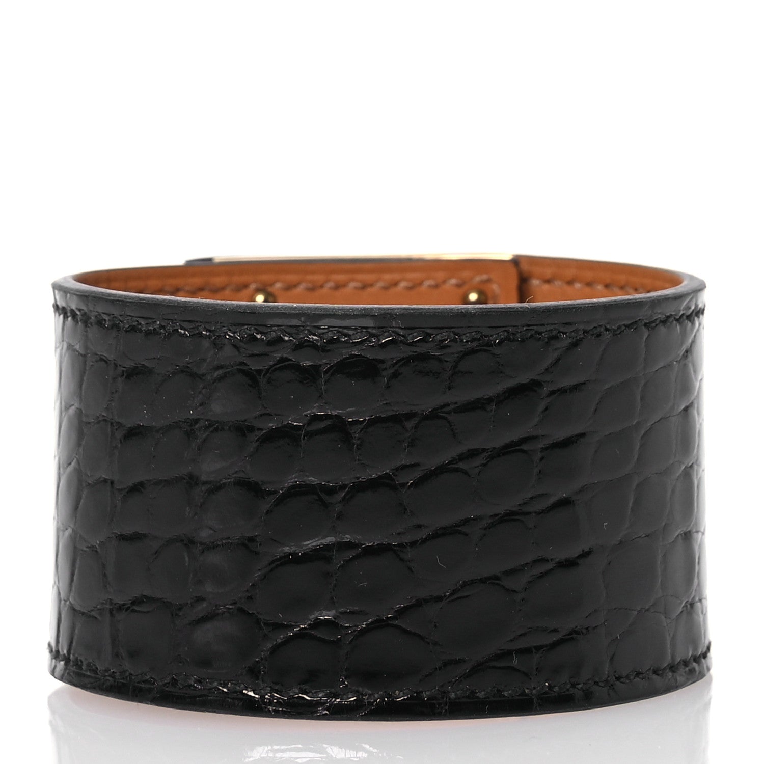 Hermes Shiny Alligator Kelly Dog Bracelet T2 Black 3 of 6
