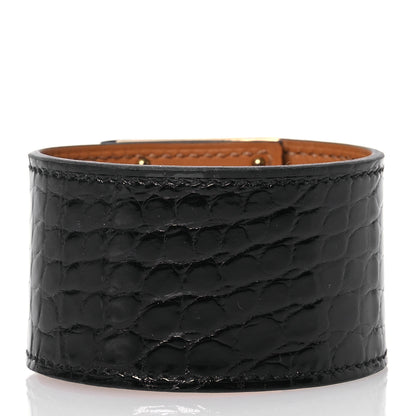 Hermes Shiny Alligator Kelly Dog Bracelet T2 Black 3 of 6