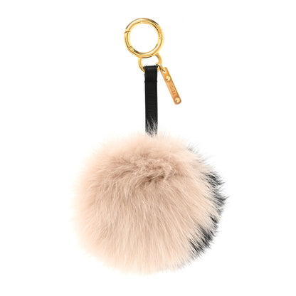 Fendi Fox Fur Pom Pom Bag Charm Black White 1 of 4