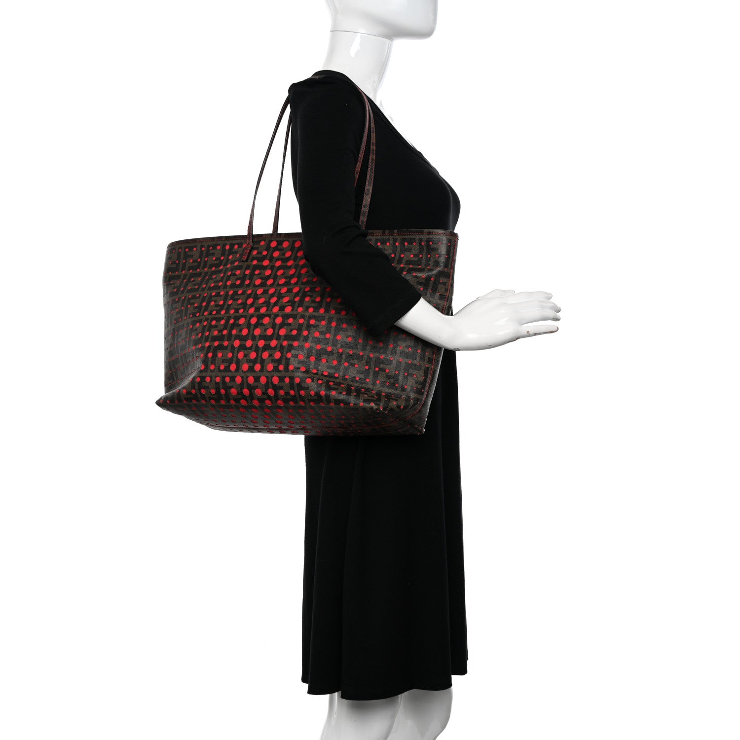 Fendi Zucca Spalmati Perforated Medium Roll Tote Tobacco Red 2 of 18