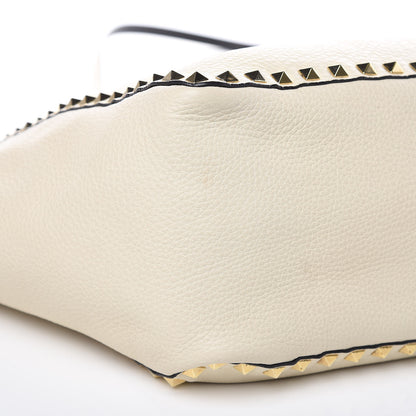 Valentino Garavani Grained Calfskin Medium Rockstud Reversible Tote Black Ivory 8 of 14