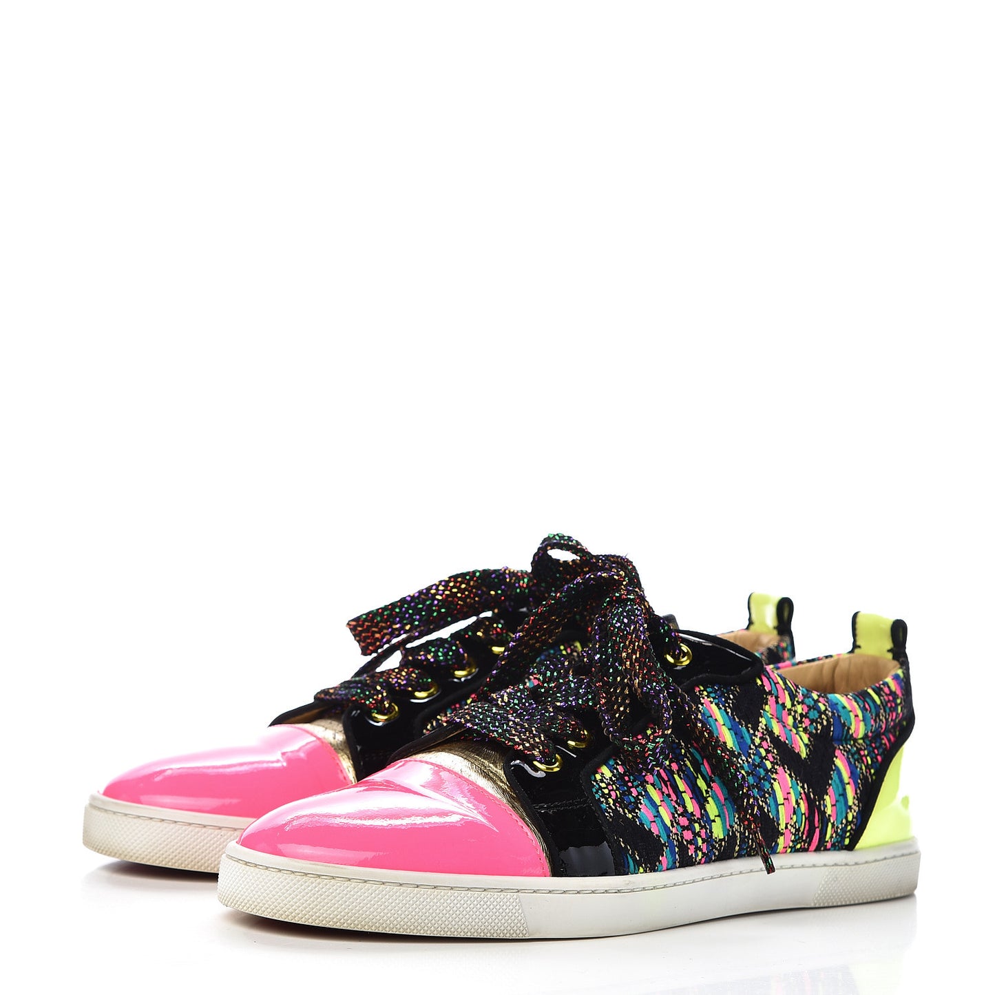 Patent Calfskin Lame Gondoliere Flat Sneakers 38 Multicolor