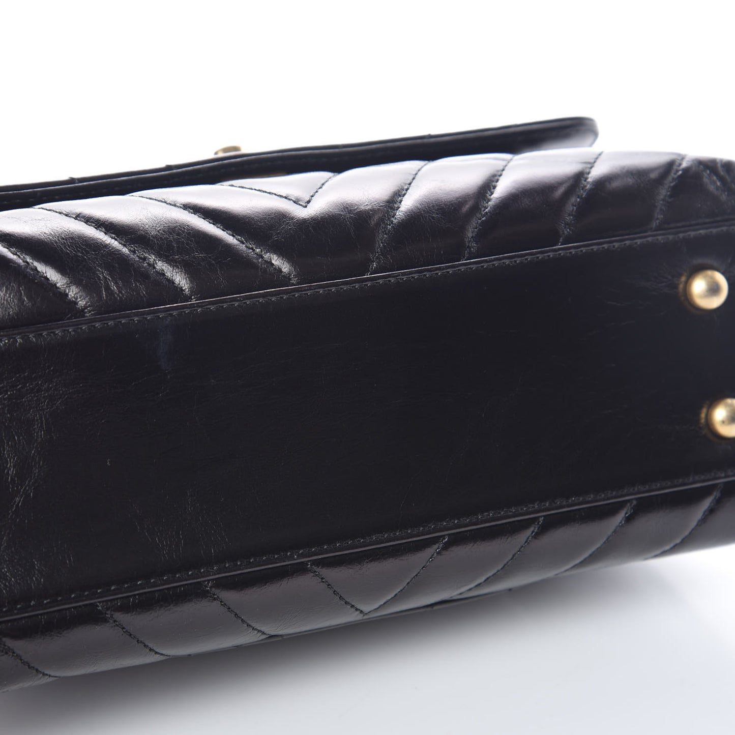 Calfskin Chevron Quilted Mini Coco Handle Flap Black