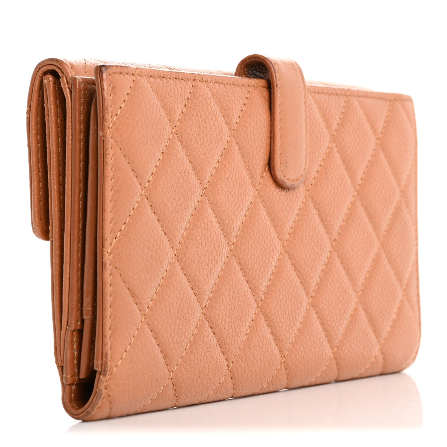 Chanel Caviar Quilted Long Flap Wallet Light Brown 3 of 19