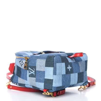 Louis Vuitton Denim Damier Monogram Patchwork Palm Springs Backpack Mini Blue Rouge 4 of 10