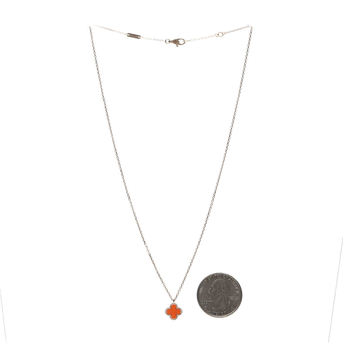 18K Rose Gold Carnelian Sweet Alhambra Pendant Necklace