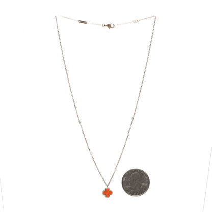 Van Cleef & Arpels 18K Rose Gold Carnelian Sweet Alhambra Pendant Necklace 3 of 7