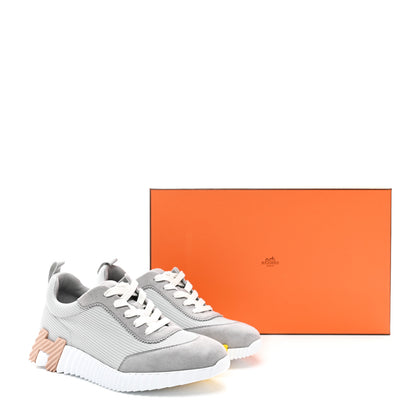 Hermes Air Mesh Suede Goatskin Bouncing Sneakers 38.5 Gris Temperance 9 of 9