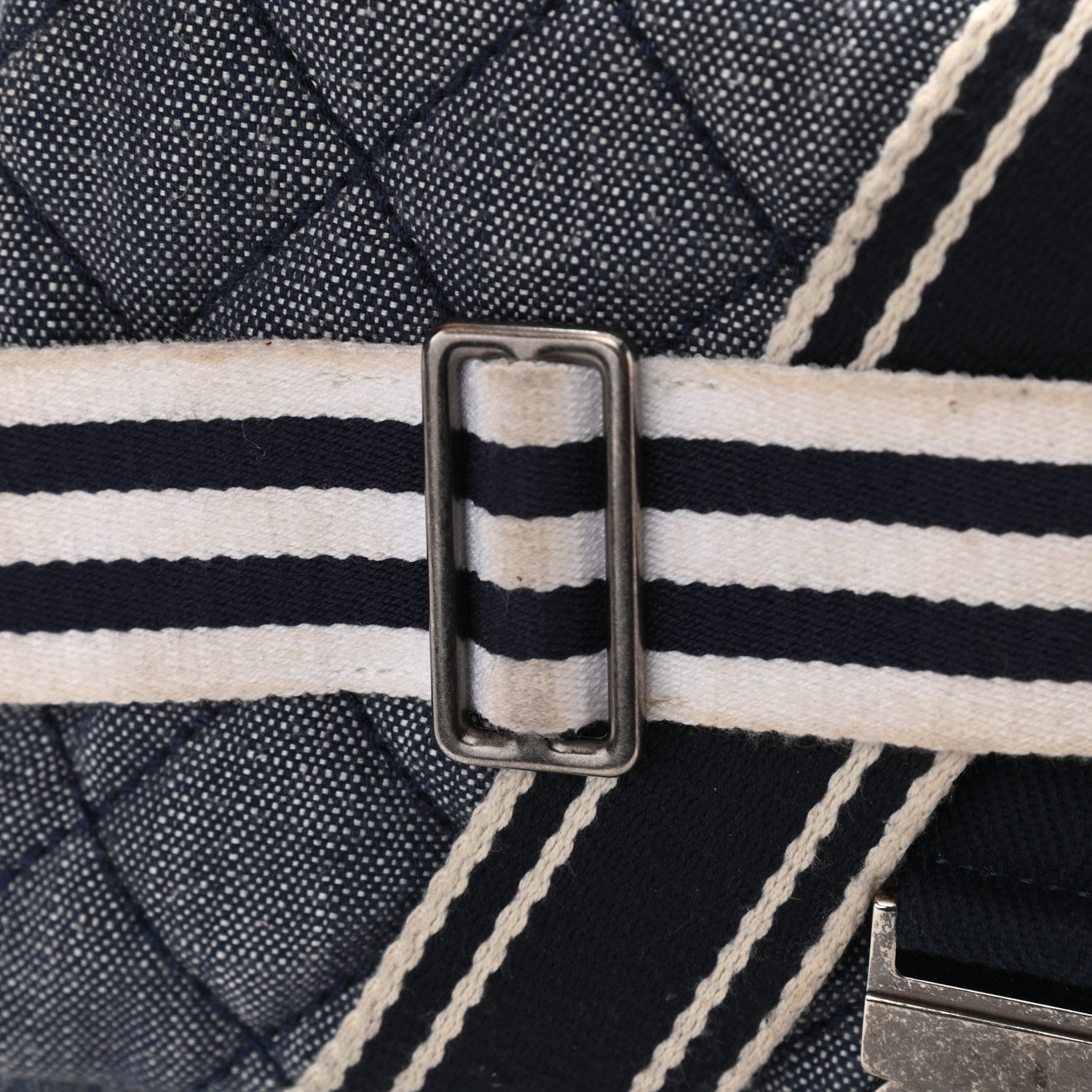 Chanel Denim Quilted Medium Airlines Buckle Messenger Bag Blue 12 of 13