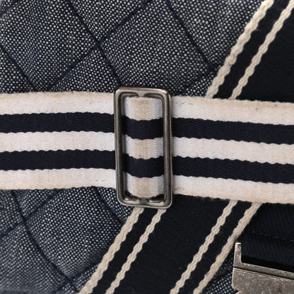Chanel Denim Quilted Medium Airlines Buckle Messenger Bag Blue 12 of 13