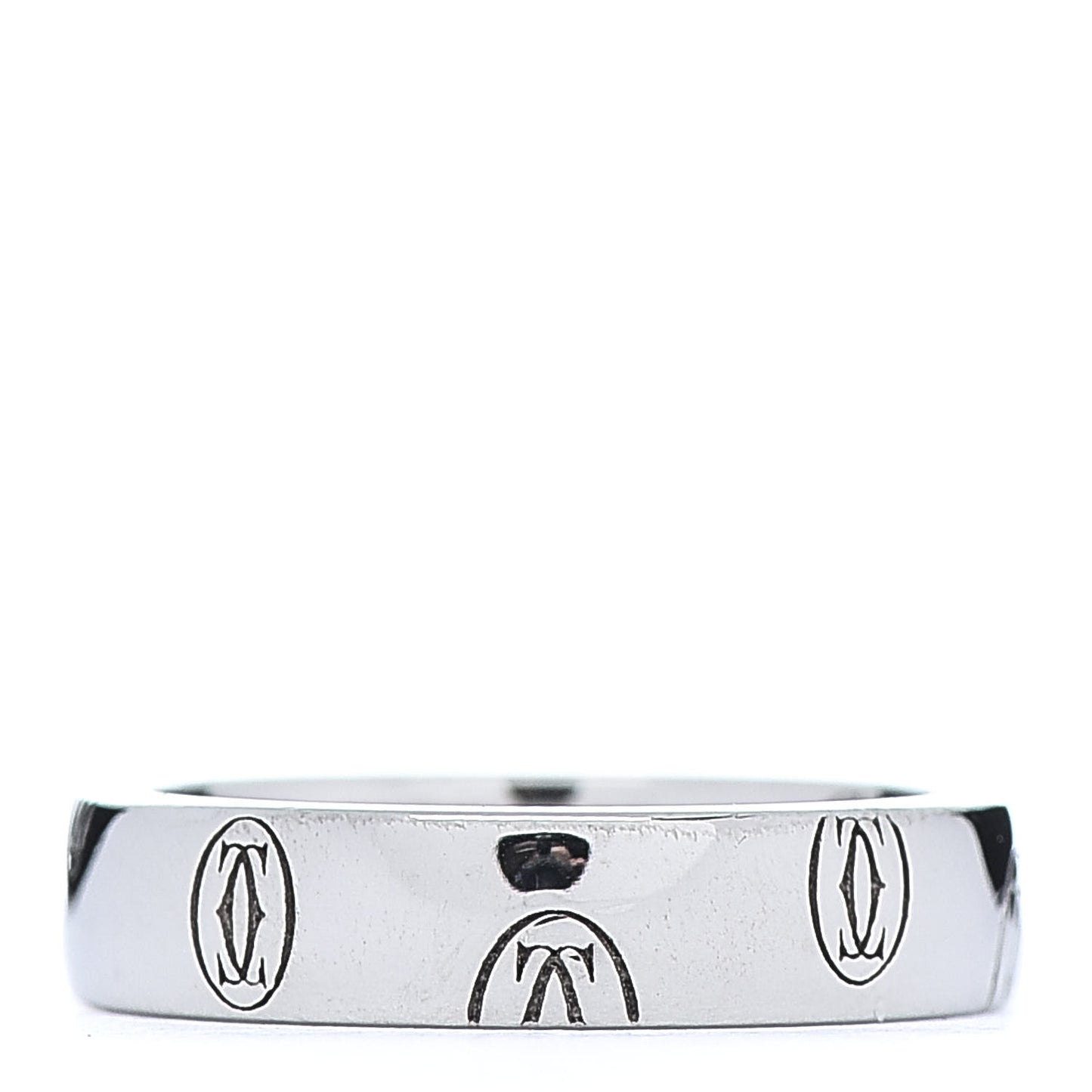 18K White Gold 4mm Happy Birthday Band Ring 46 3.75