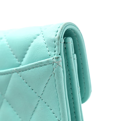 Chanel Lambskin Quilted Flap Card Holder Wallet Light Blue 12 of 12
