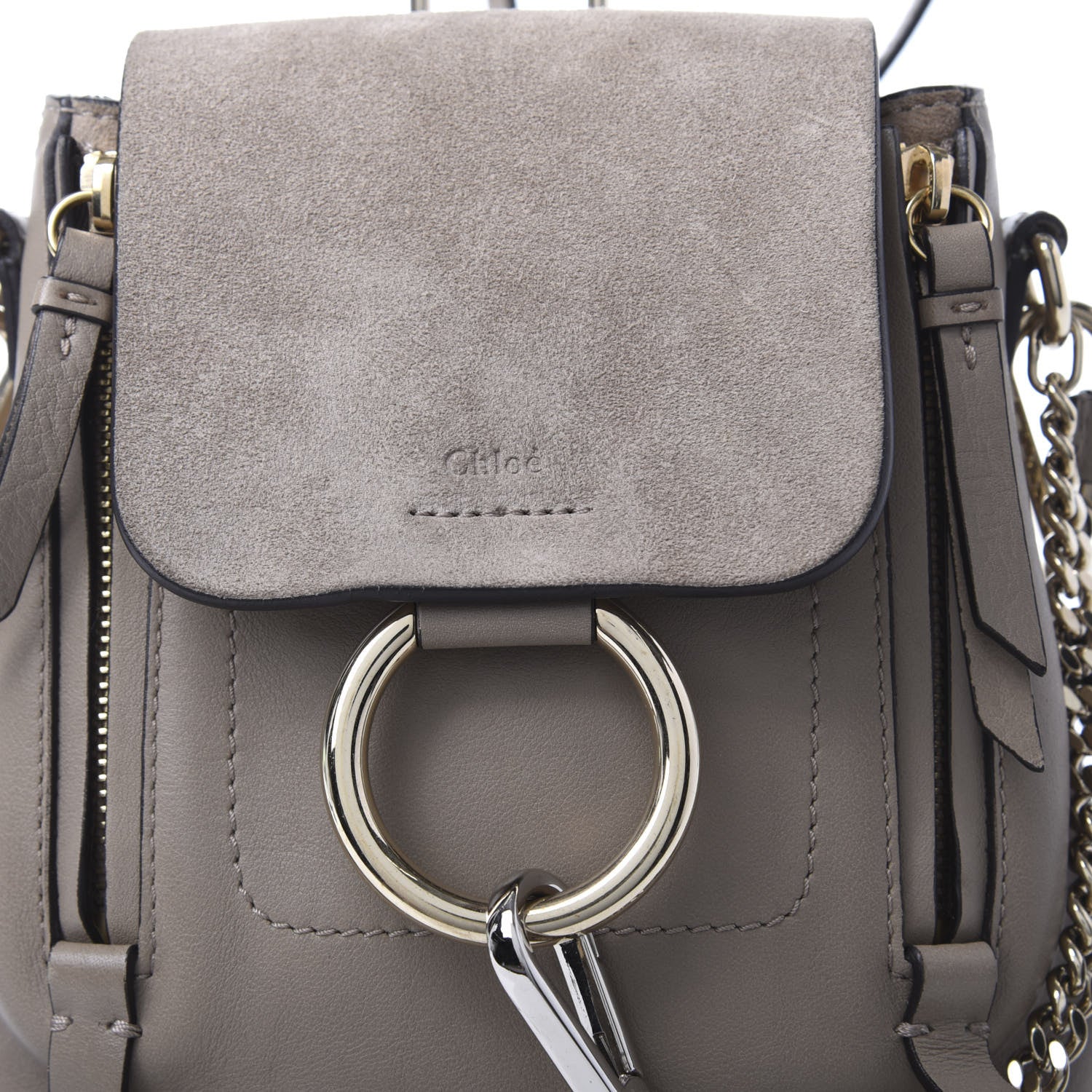 Chloe Suede Calfskin Mini Faye Backpack Motty Grey 9 of 11