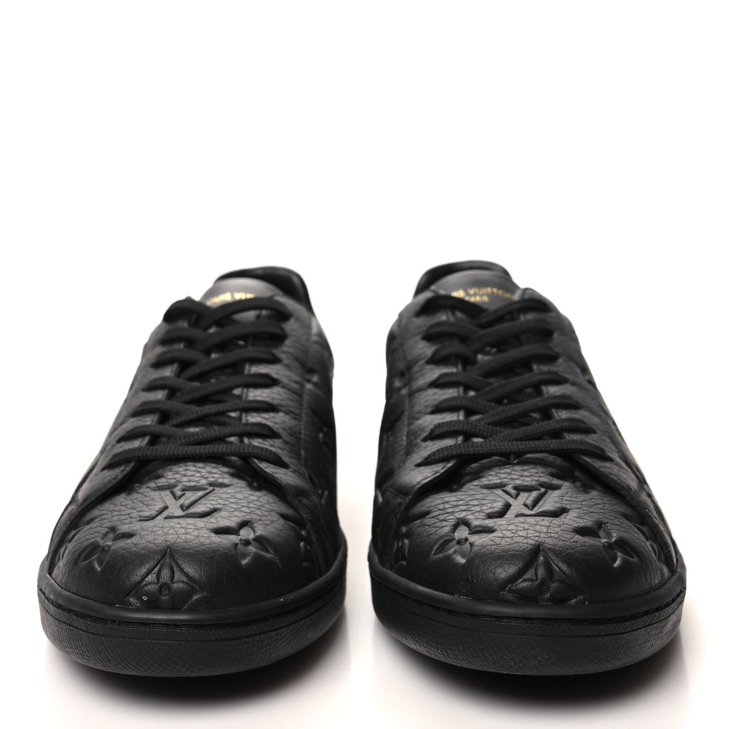 Grained Calfskin Embossed Monogram Mens Luxembourg Sneakers 9.5 Black